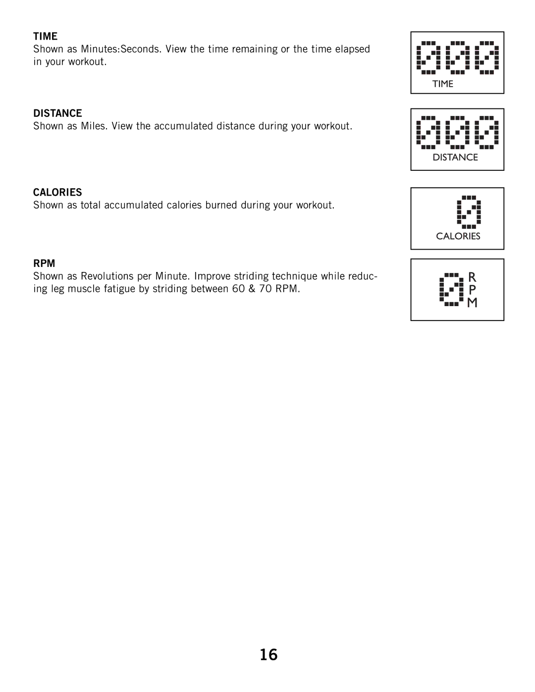 Horizon Fitness B52HR, B51 manual Rpm 