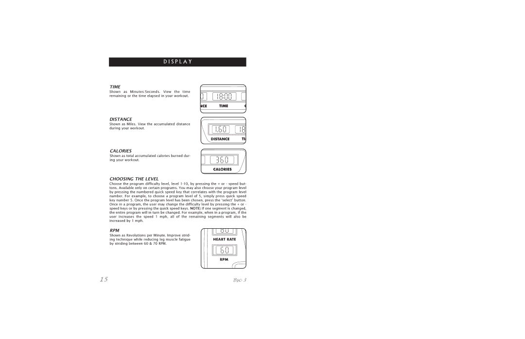 Horizon Fitness Bicycle manual Calories, Choosing the Level 