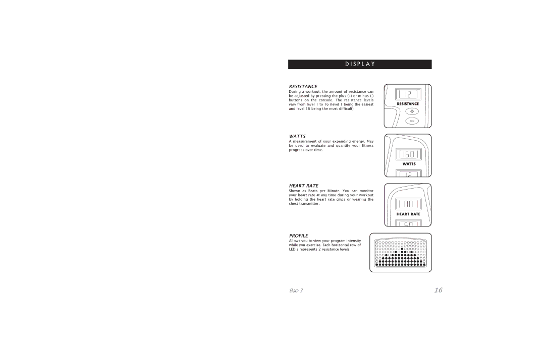 Horizon Fitness Bicycle manual Resistance, Watts, Heart Rate, Profile 