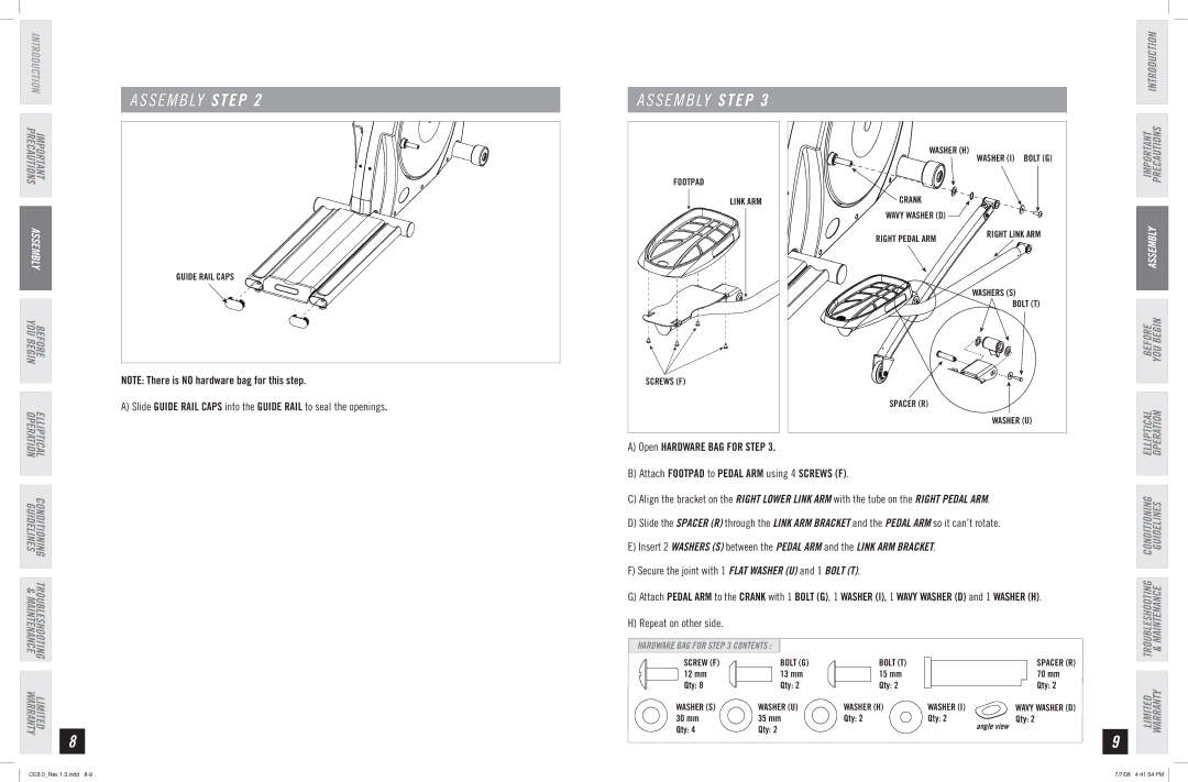 Horizon Fitness CE6.0 manual S E M B LY Step 