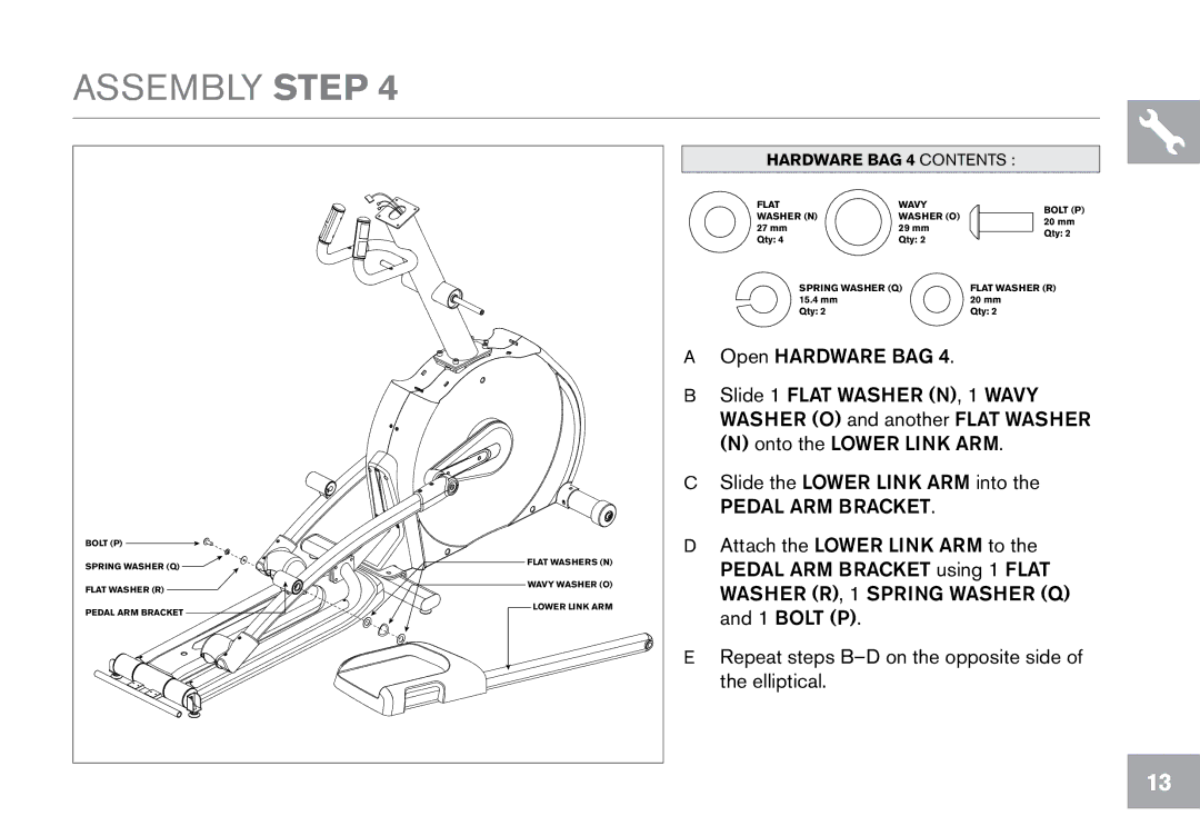 Horizon Fitness CE9.2 owner manual Hardware BAG 4 Contents 