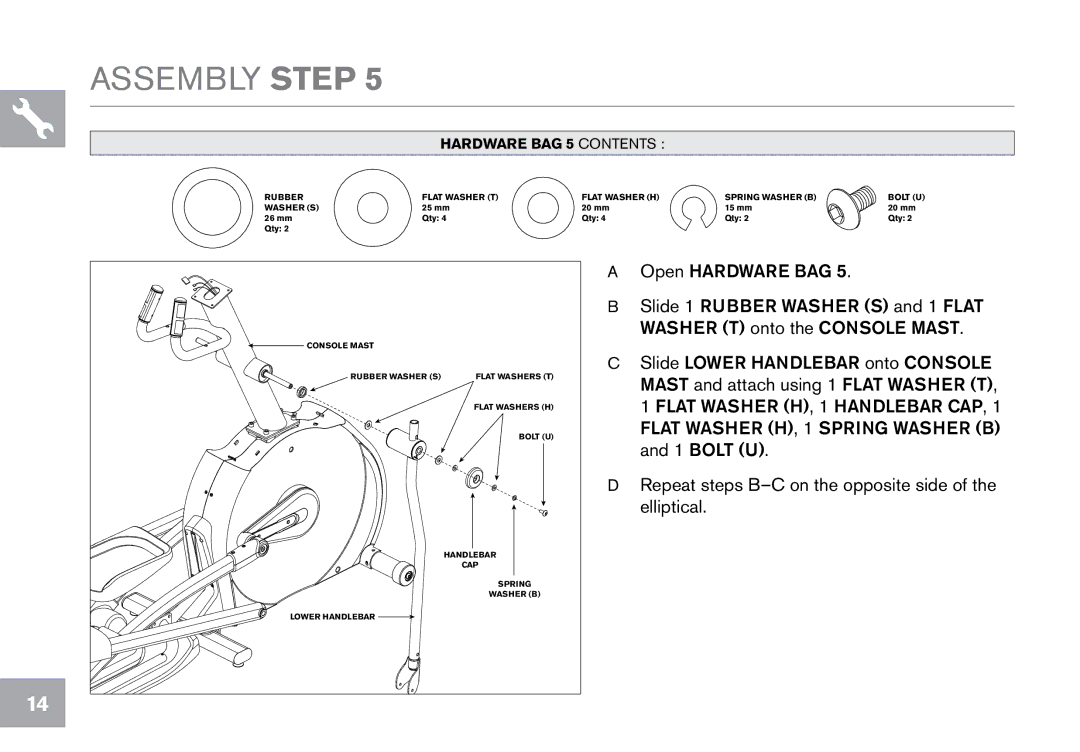 Horizon Fitness CE9.2 owner manual Hardware BAG 5 Contents 