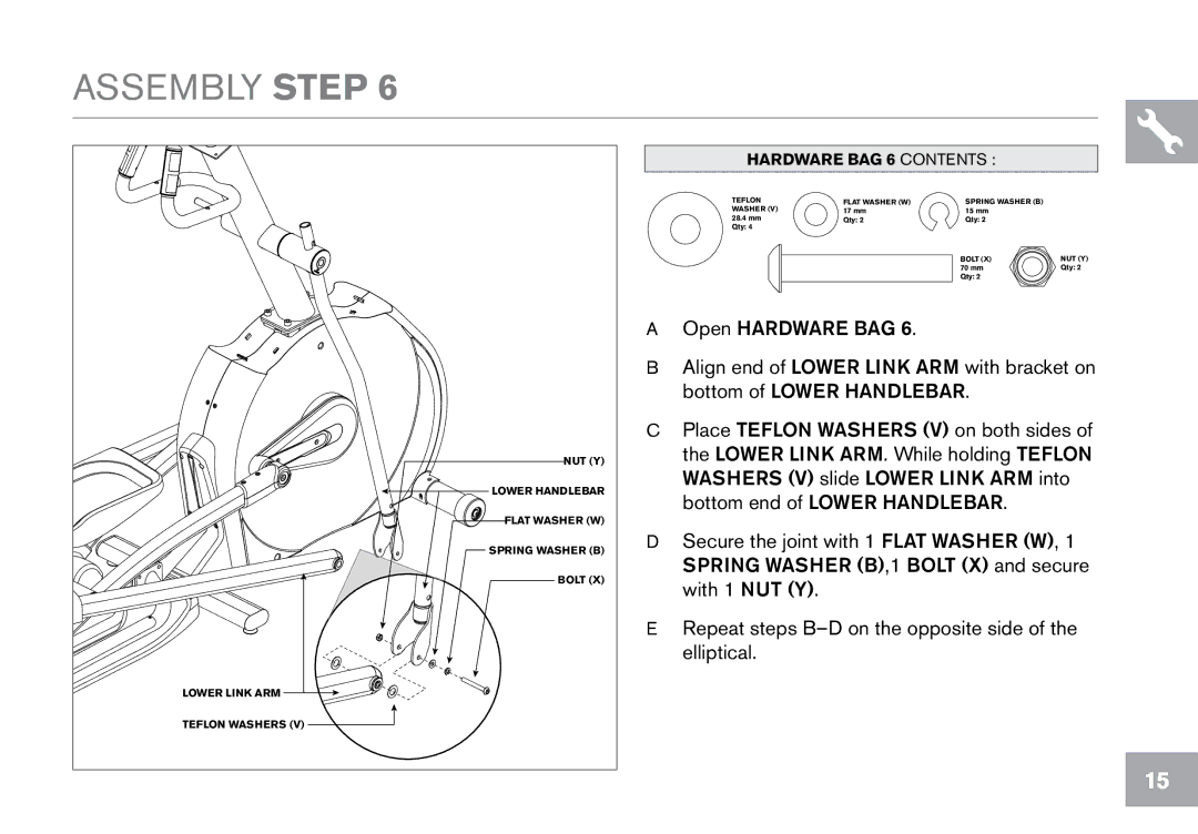 Horizon Fitness CE9.2 owner manual Hardware BAG 6 Contents 