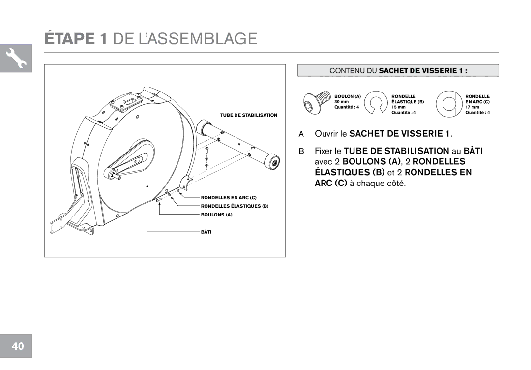 Horizon Fitness CE9.2 owner manual Étape 1 DE L’ASSEMBLAGE 