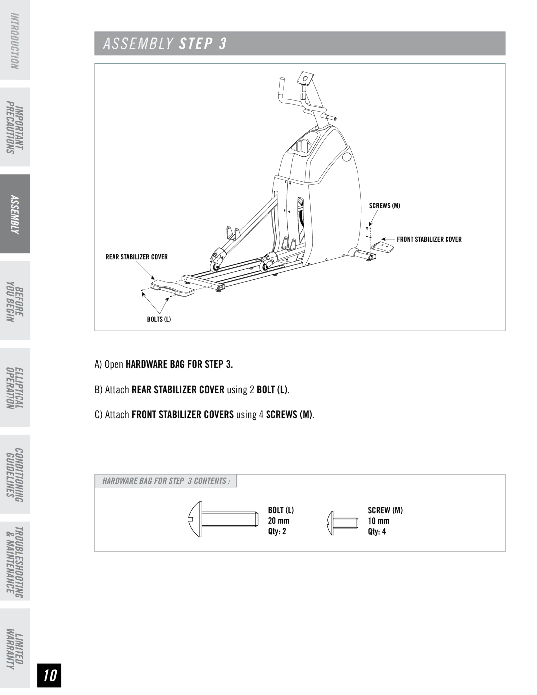 Horizon Fitness CSE3.6, CSE4.6 quick start Bolt L 