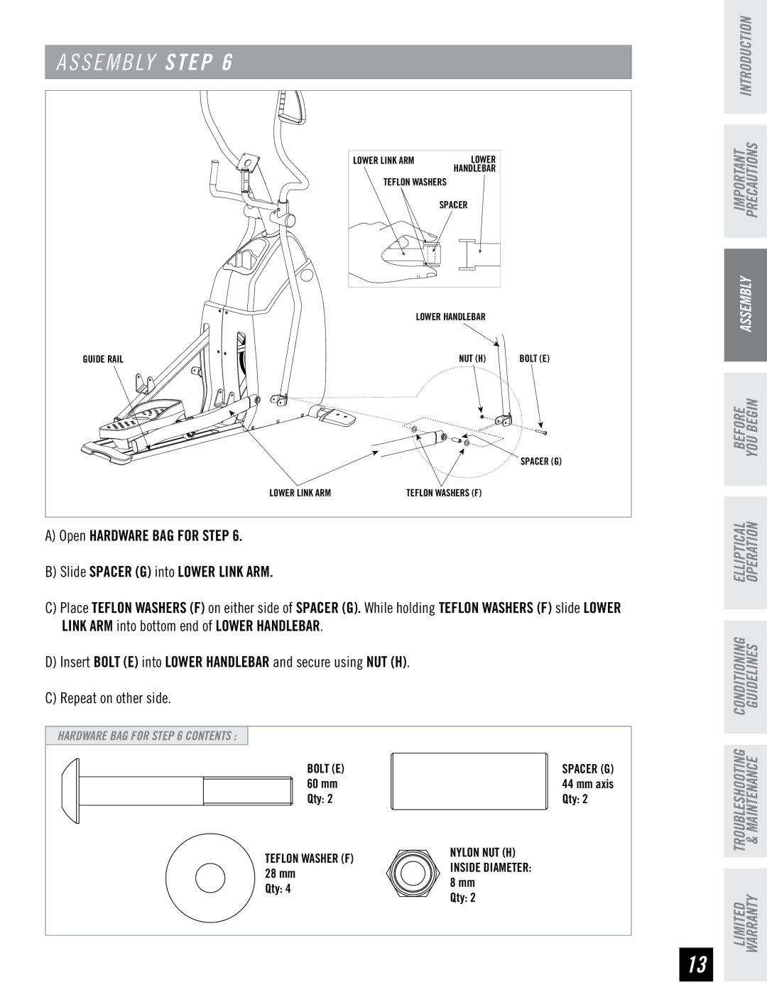 Horizon Fitness CSE4.6, CSE3.6 quick start Limited Troubleshooting Warranty & Maintenance 