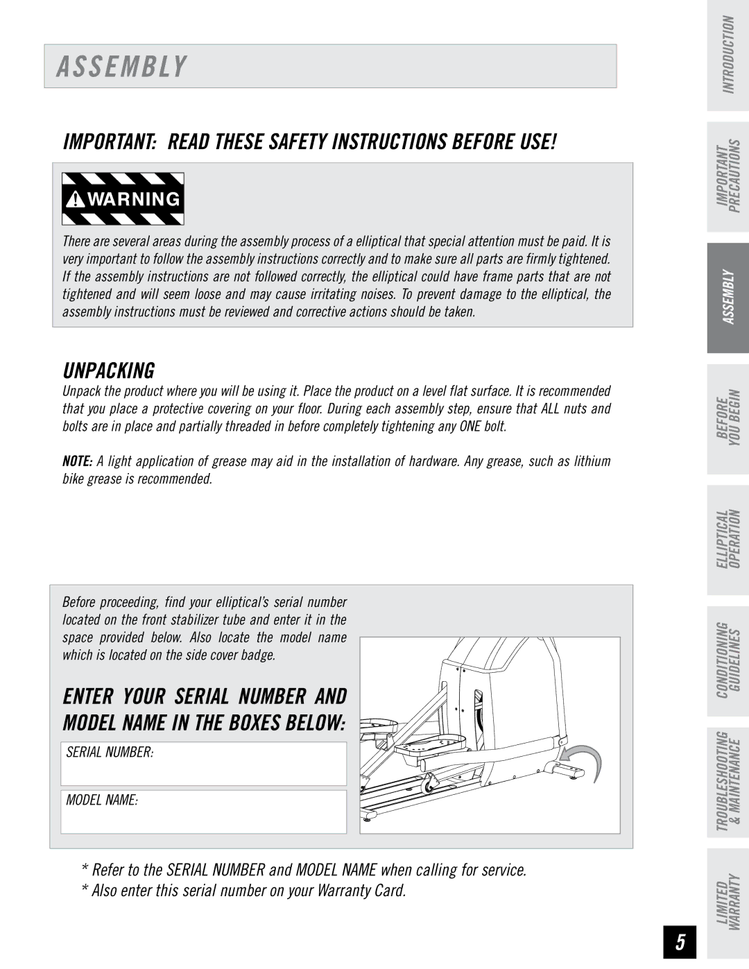 Horizon Fitness CSE4.6, CSE3.6 quick start S E M B Ly, Important Read These Safety Instructions Before USE 