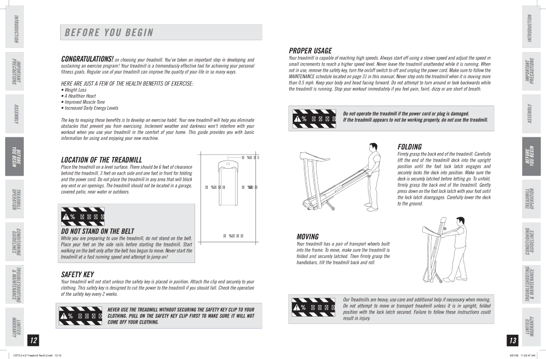 Horizon Fitness CST4.5, CST3.5-4.5 manual Before YOU Begin 