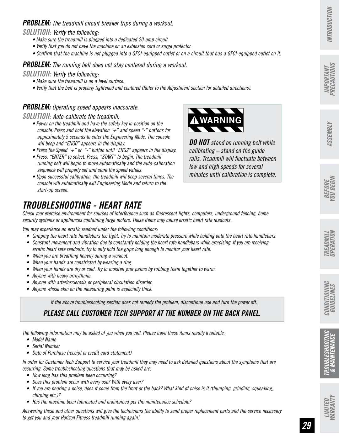 Horizon Fitness CST3.5 manual Troubleshooting Heart Rate 