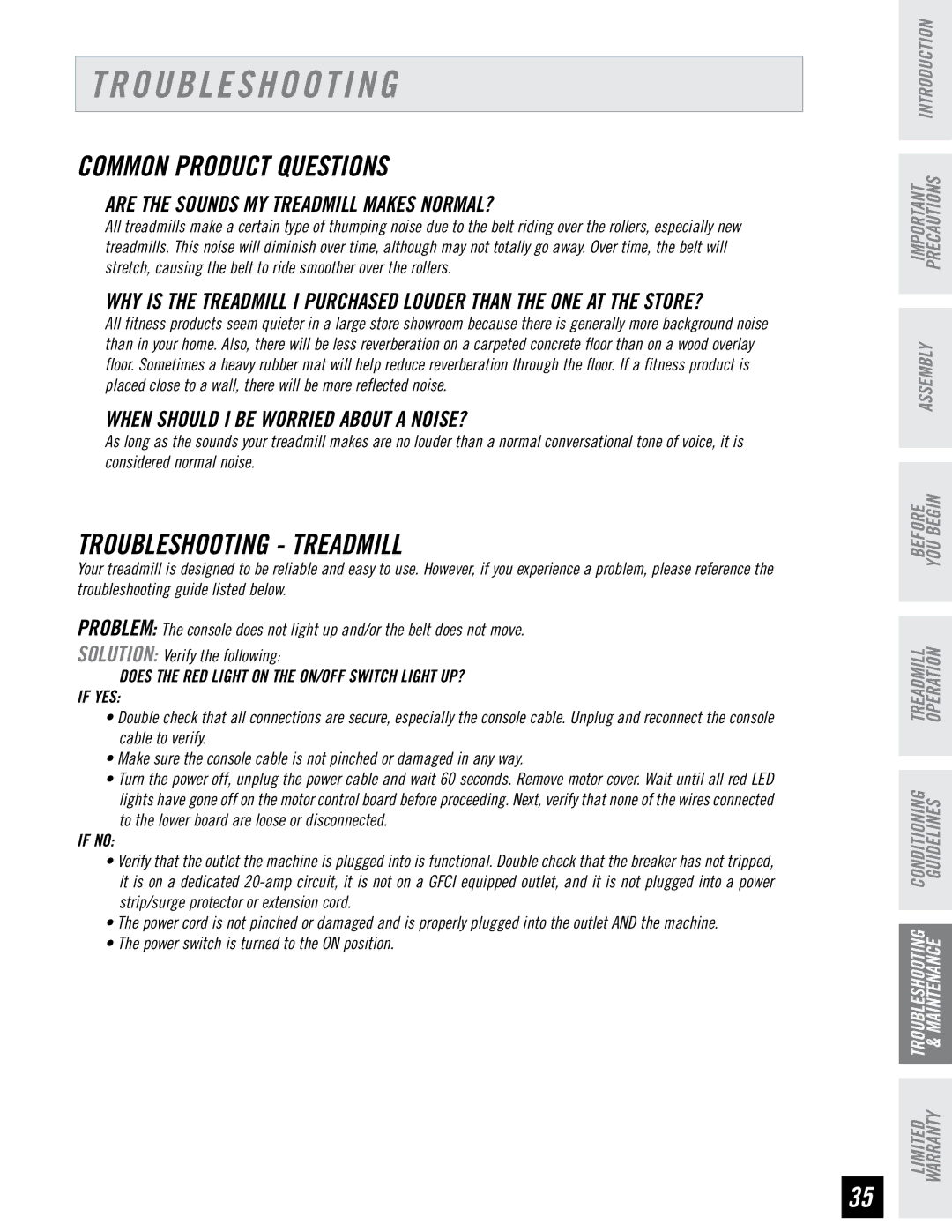 Horizon Fitness CST4.6 Common Product Questions, Troubleshooting Treadmill, Are the Sounds MY Treadmill Makes NORMAL? 