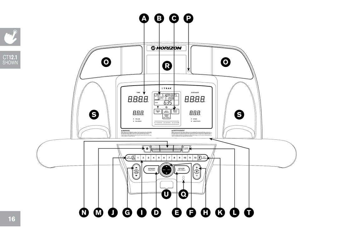 Horizon Fitness CT12.1 owner manual J G I D H K L T 