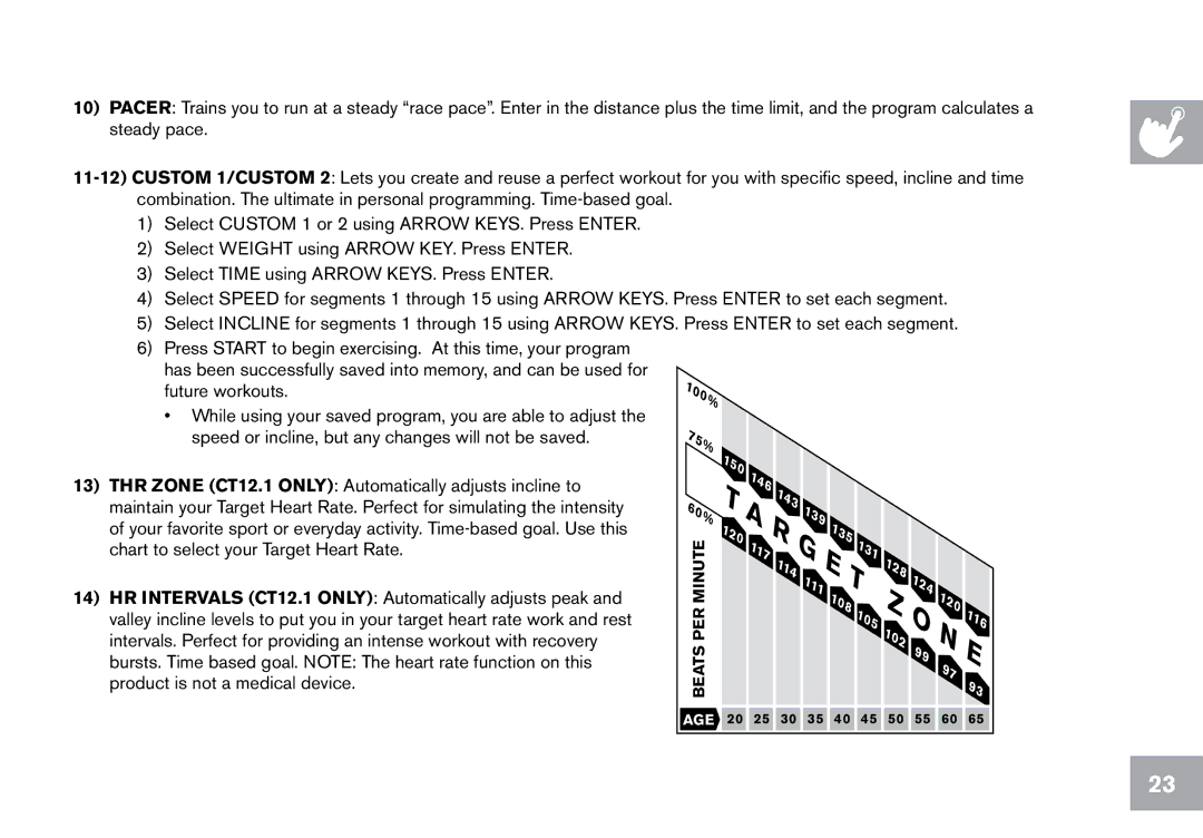 Horizon Fitness CT12.1 owner manual Minuteper Beats 