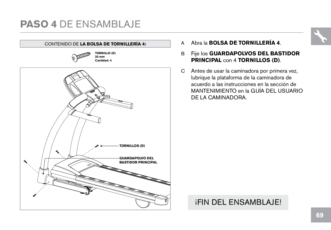 Horizon Fitness CT12.1 owner manual Paso 4 DE Ensamblaje 