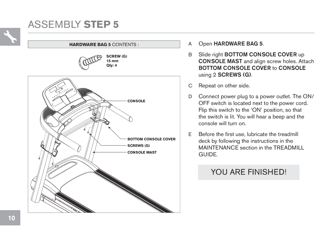 Horizon Fitness CT5.1 owner manual YOU are Finished 