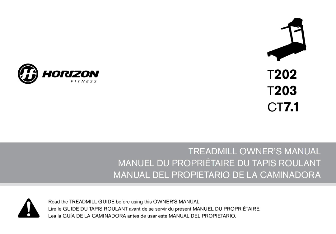 Horizon Fitness owner manual T202 T203 CT7.1 