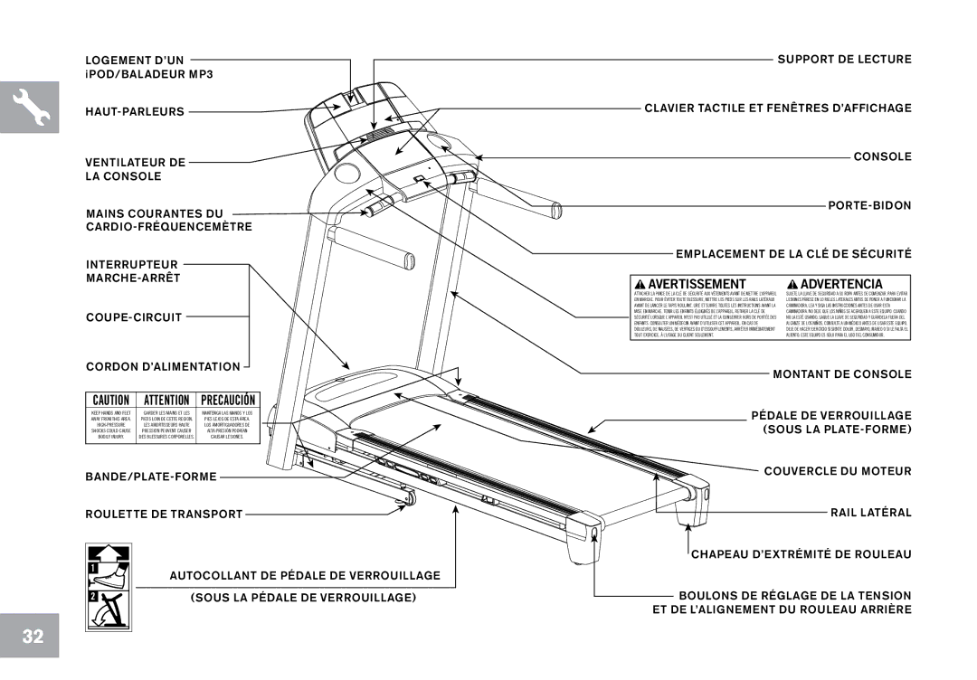 Horizon Fitness CT7.1, T203 owner manual HAUT-PARLEURS Ventilateur DE LA Console 