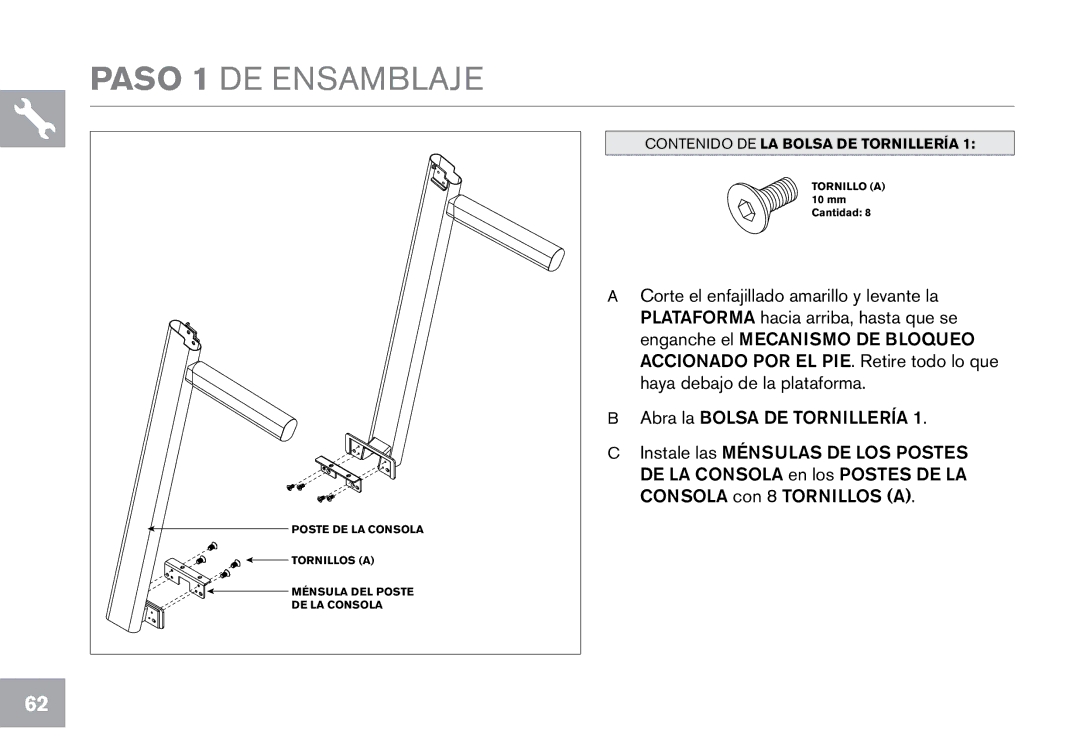 Horizon Fitness CT7.1, T203 owner manual Paso 1 DE Ensamblaje 