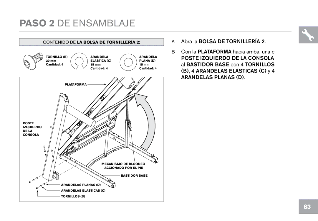 Horizon Fitness T203, CT7.1 owner manual Paso 2 DE Ensamblaje 