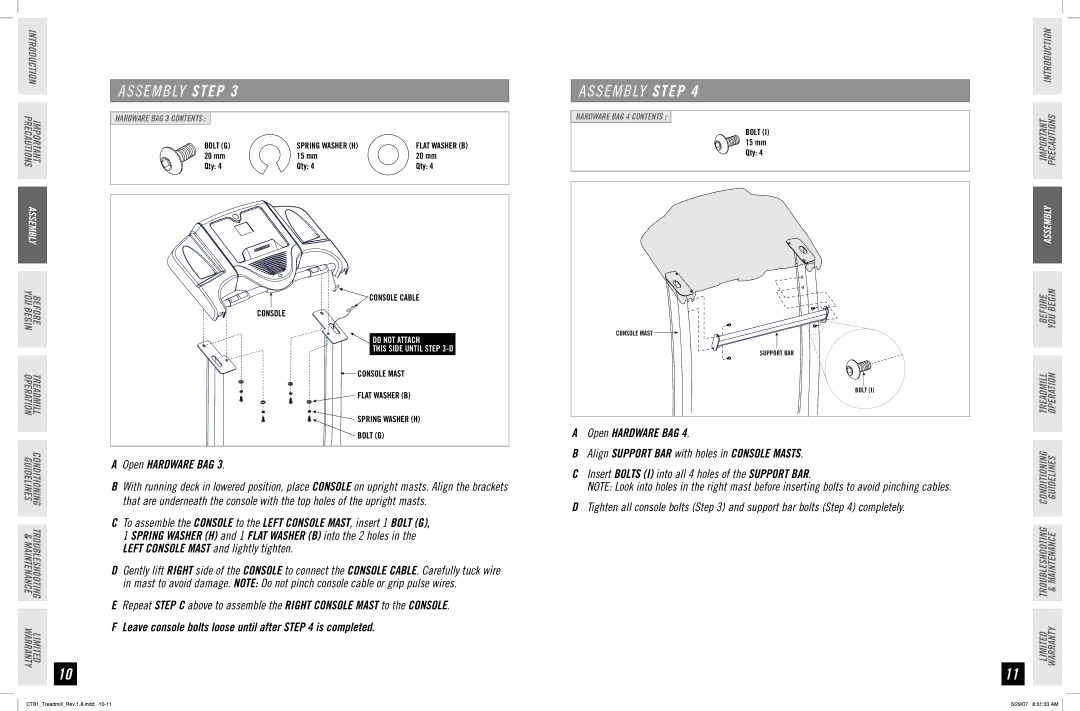 Horizon Fitness CT81 manual Do not Attach This Side Until -D 