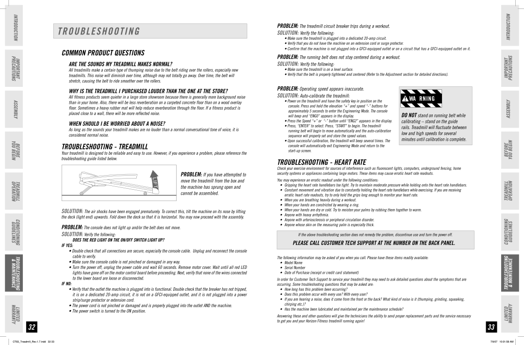 Horizon Fitness CT83 manual Common Product Questions, Troubleshooting Treadmill, Troubleshooting Heart Rate 