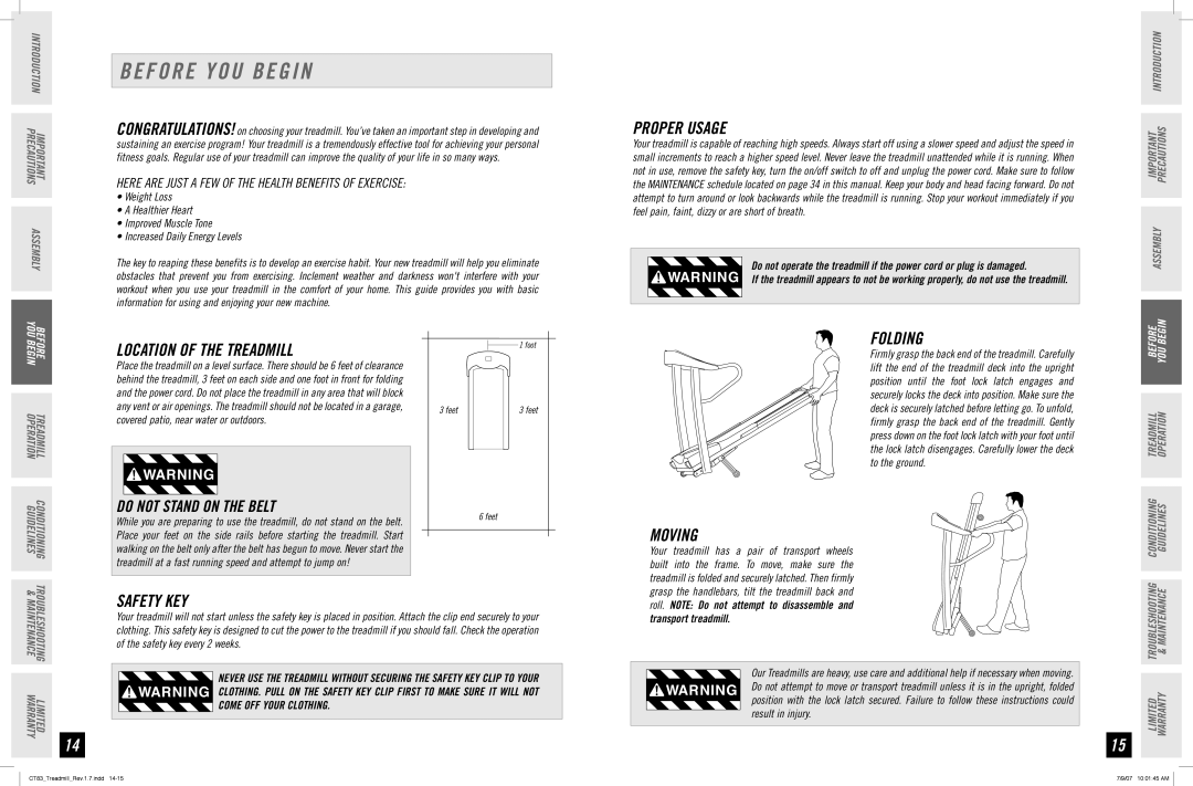 Horizon Fitness CT83 manual Before YOU Begin 