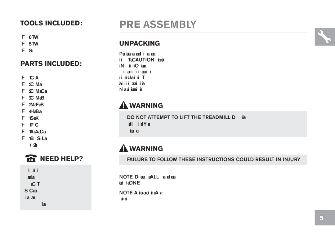 Horizon Fitness CT9.1 owner manual PRE Assembly, Tools Included, Parts Included, Need HELP?, Unpacking 