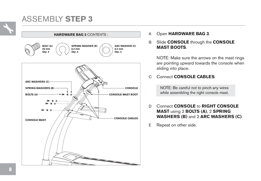 Horizon Fitness CT9.1 owner manual Open hardware bag 