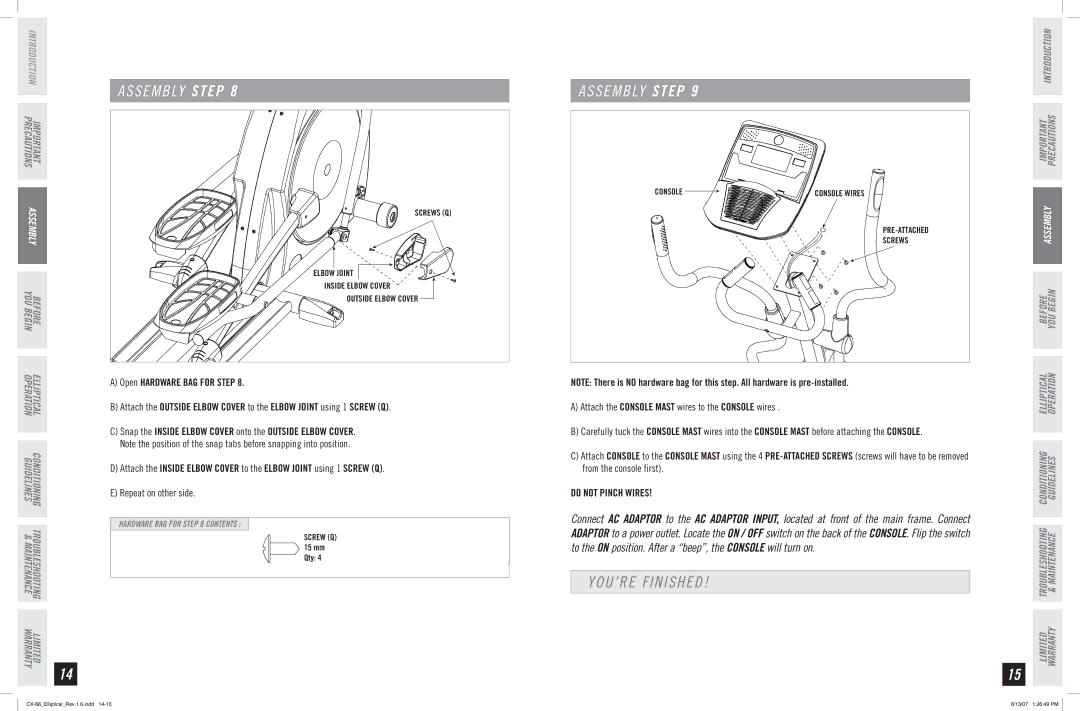 Horizon Fitness CX-66 manual YOU’RE Finished 