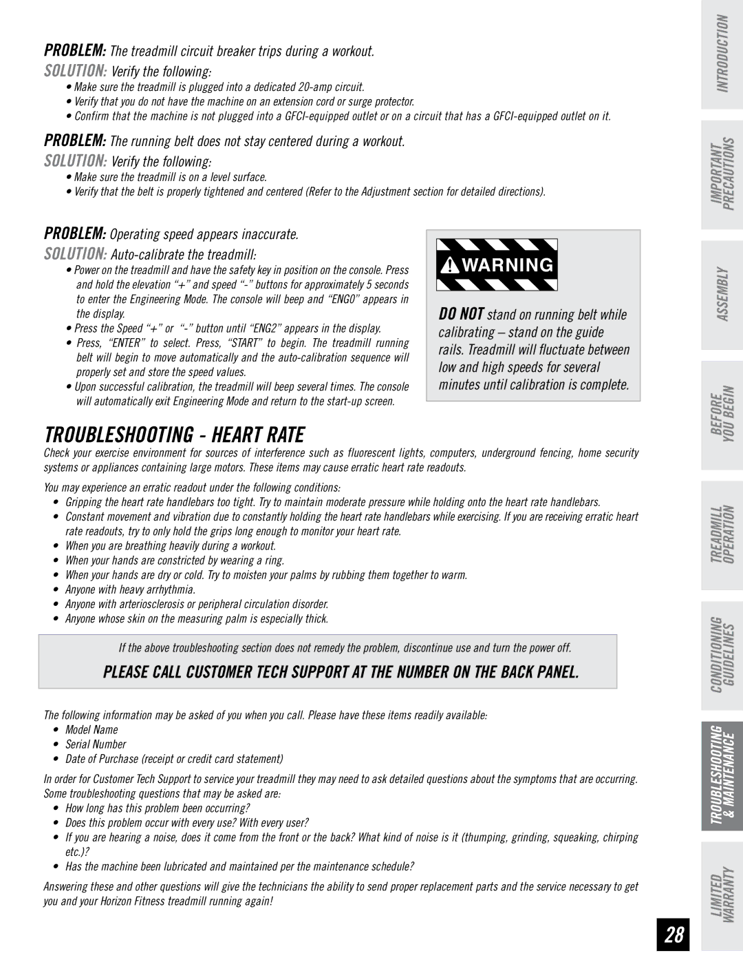 Horizon Fitness DT680 manual Troubleshooting Heart Rate 