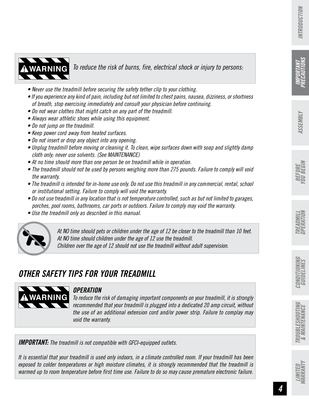 Horizon Fitness DT680 Operation, Use the treadmill only as described in this manual 