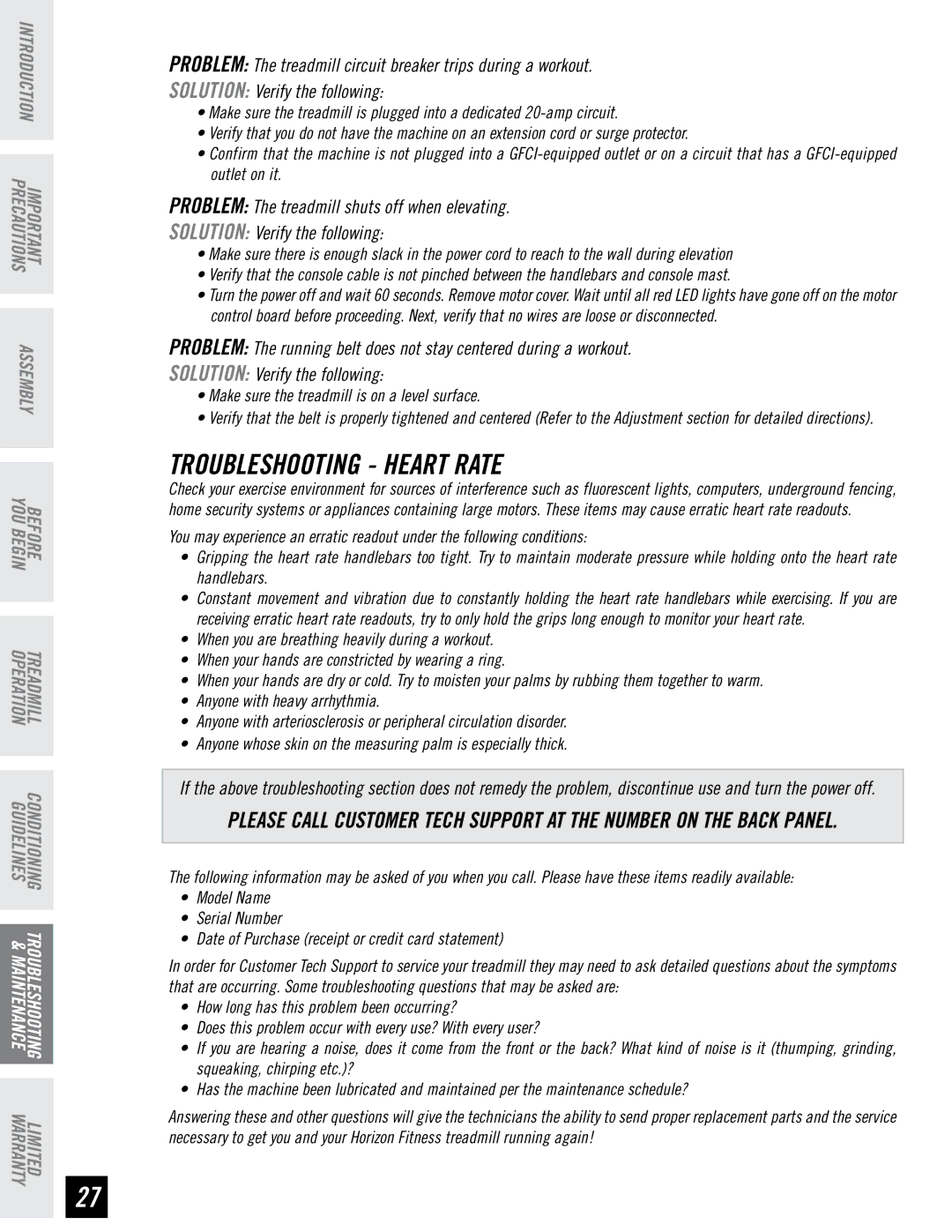 Horizon Fitness DT850, DT650 manual Troubleshooting Heart Rate, Make sure the treadmill is on a level surface 