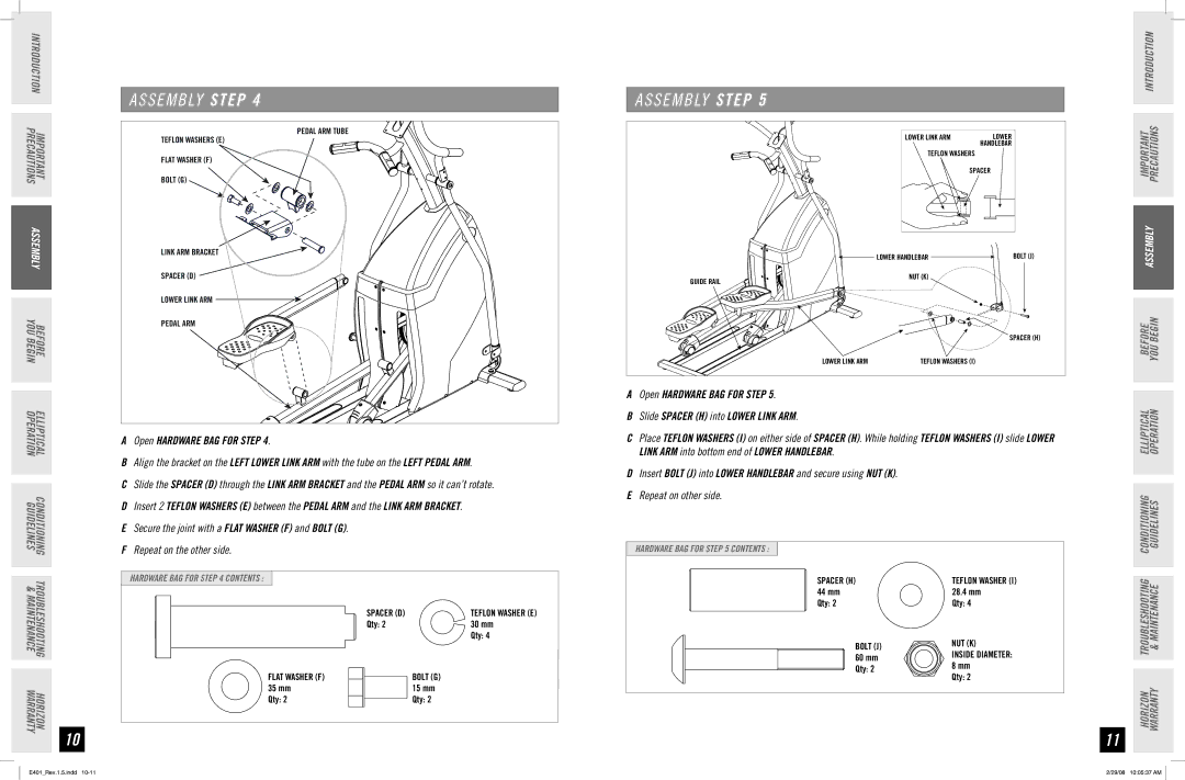 Horizon Fitness E401 manual Horizon Troubleshooting Warranty & Maintenance 