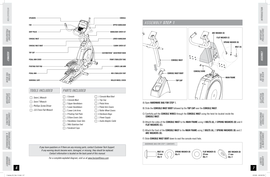 Horizon Fitness E5 manual S E M B LY Step 