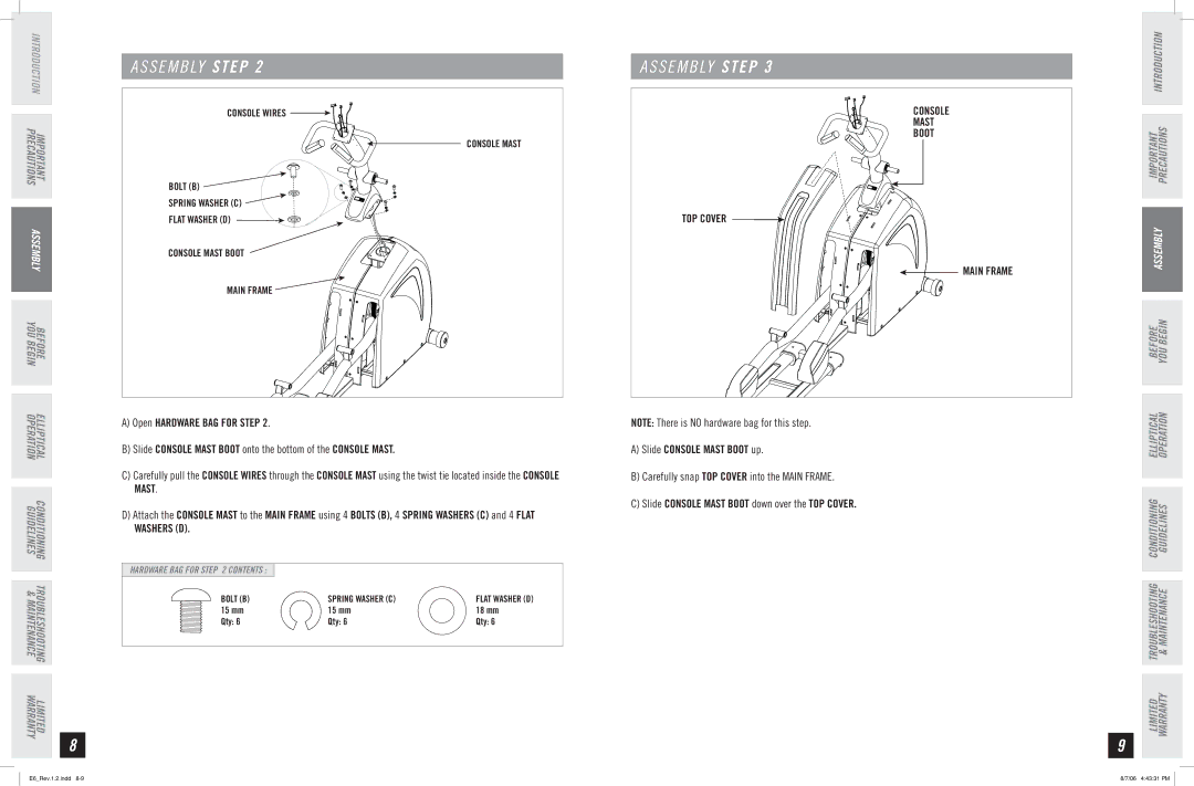 Horizon Fitness E6 manual S E M B LY Step 