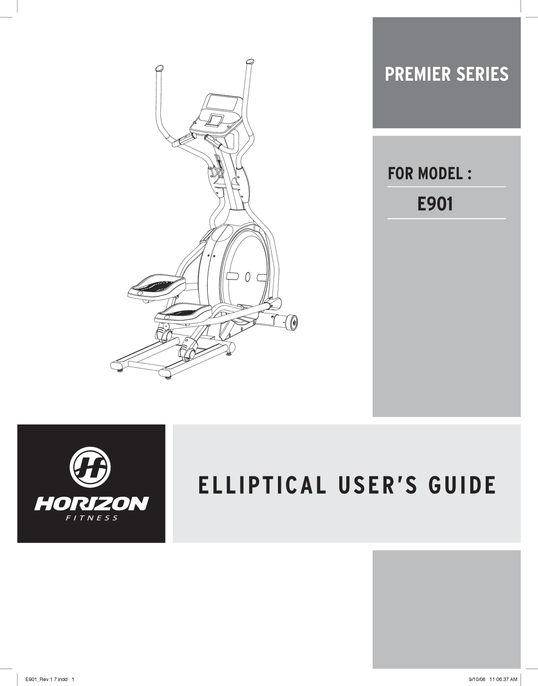 Horizon Fitness E901 manual EL LIP Tical USER’S Guide 