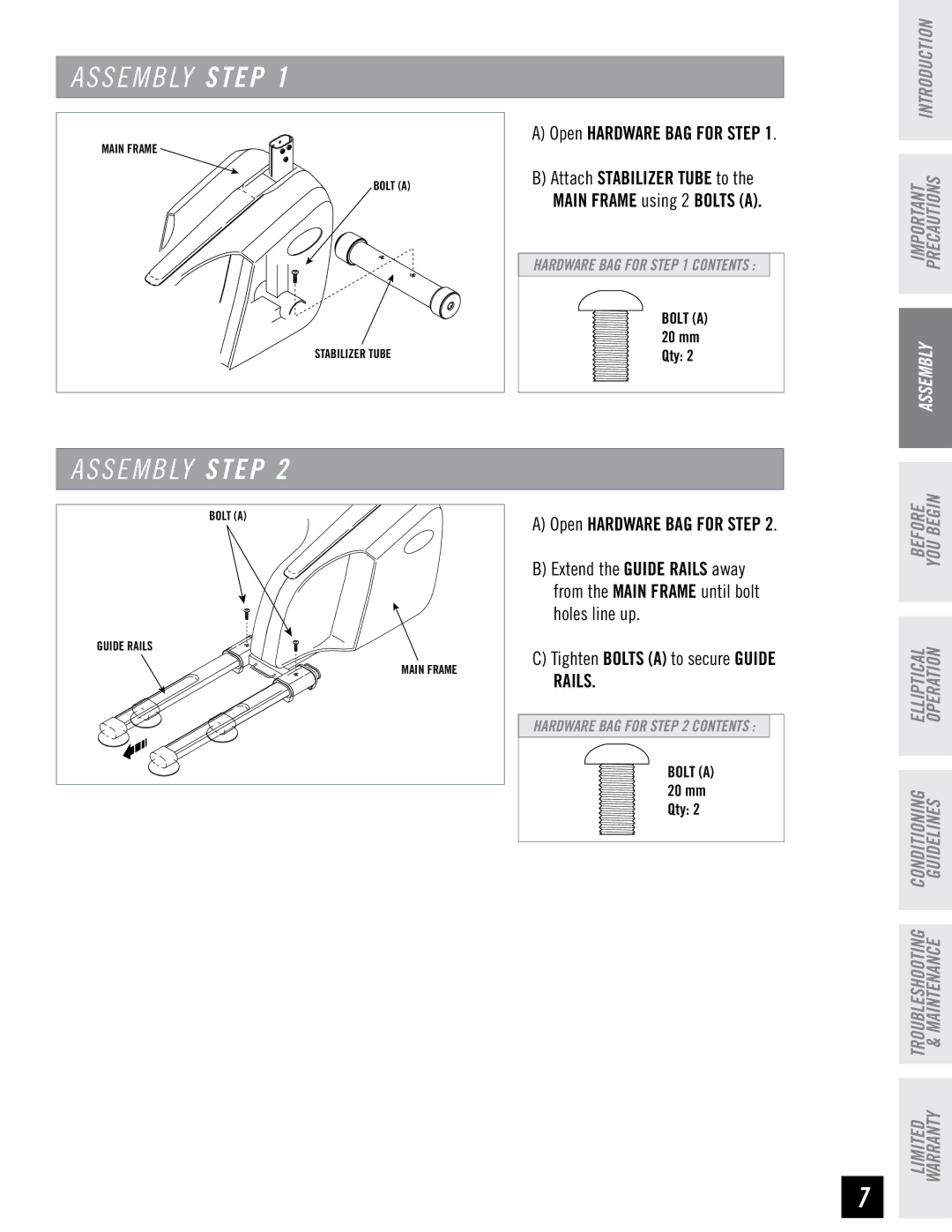 Horizon Fitness E95 manual S E M B LY Step 