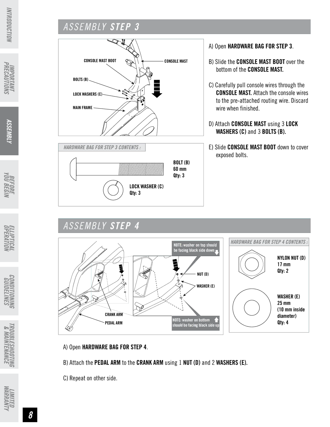 Horizon Fitness E95 manual S E M B LY Step 