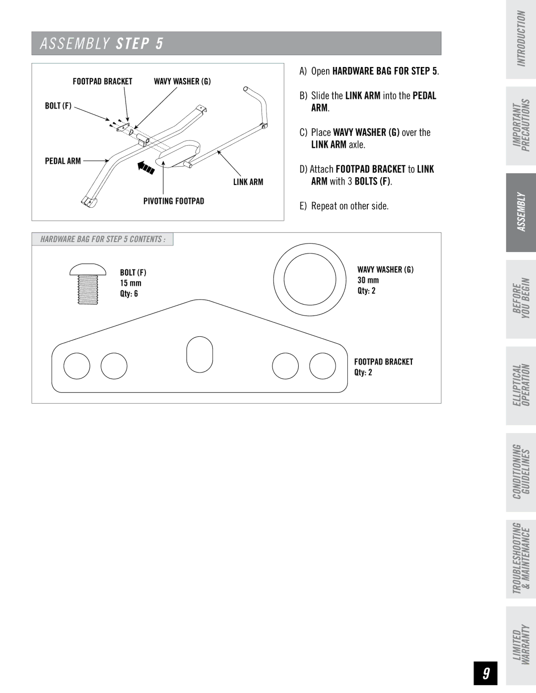 Horizon Fitness E95 manual Arm 