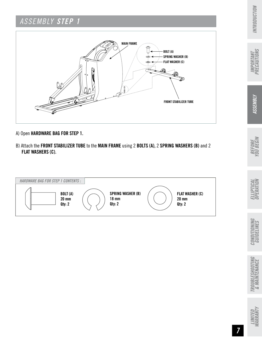 Horizon Fitness EG5 manual S E M B LY Step 