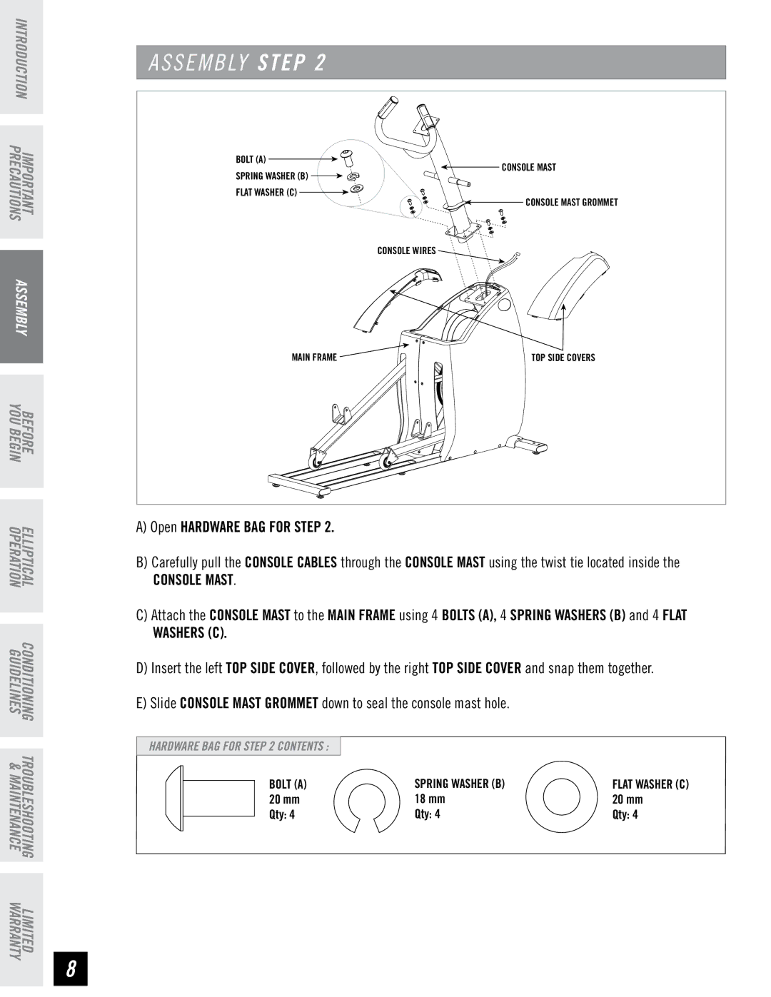 Horizon Fitness EG5 manual S E M B LY Step 