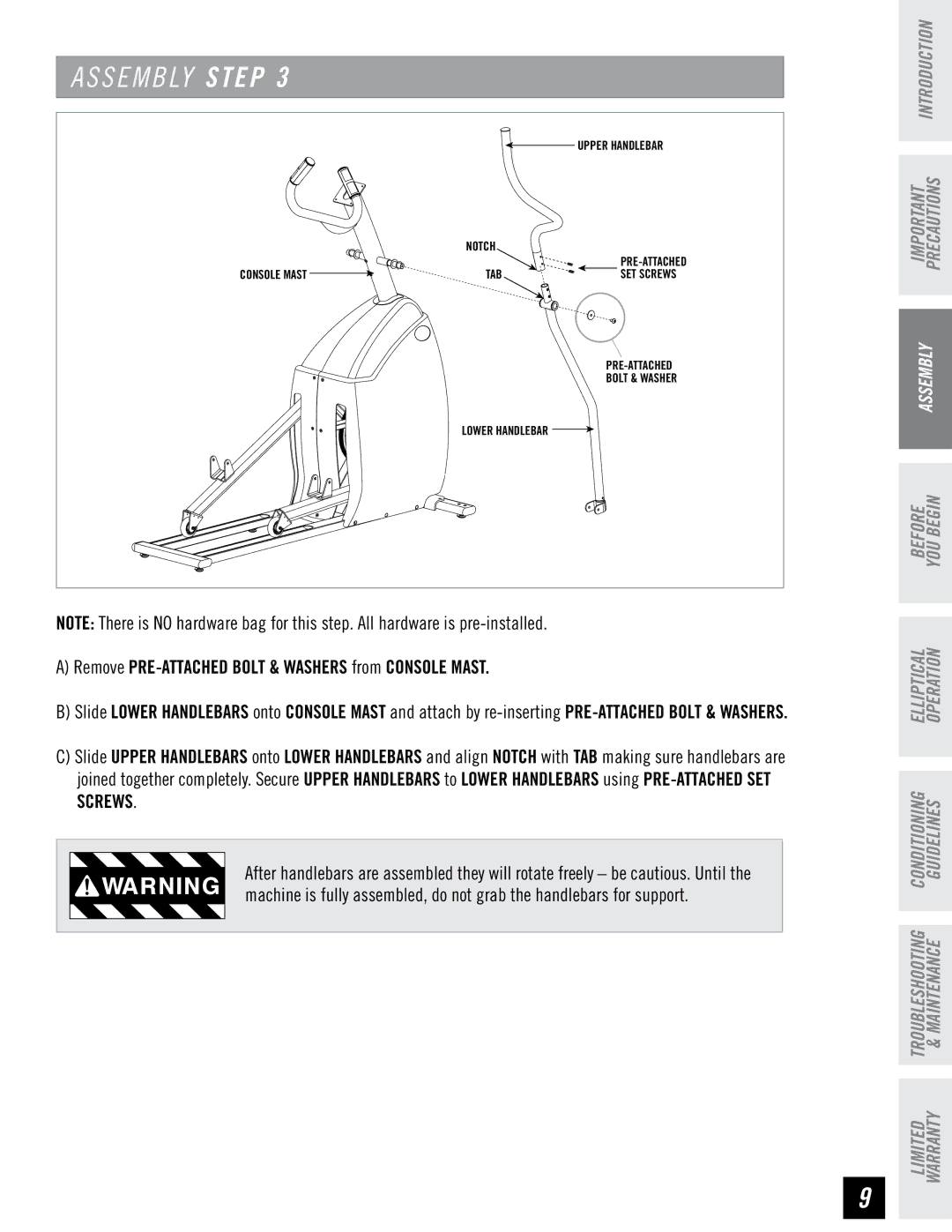 Horizon Fitness EG5 manual S E M B LY Step 