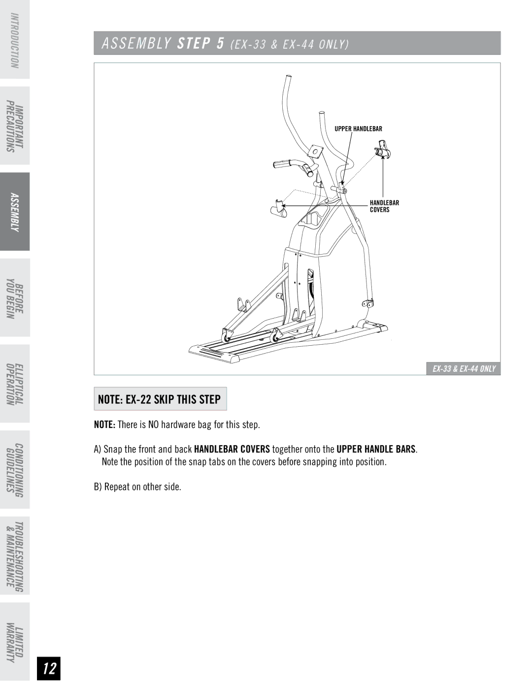 Horizon Fitness EX-22, EX-33, EX-44 manual S E M B LY EX 33 & EX 44 only 