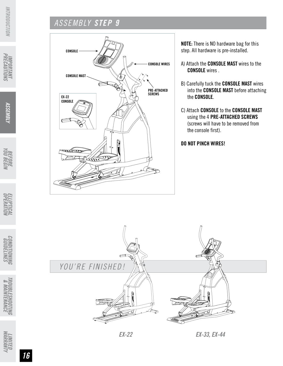 Horizon Fitness EX-33, EX-22, EX-44 manual YOU’RE Finished, S E M B LY Step 