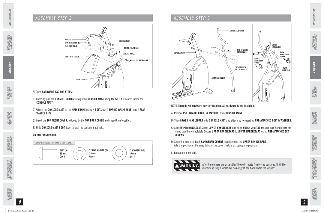 Horizon Fitness EX-56 manual S E M B LY Step 