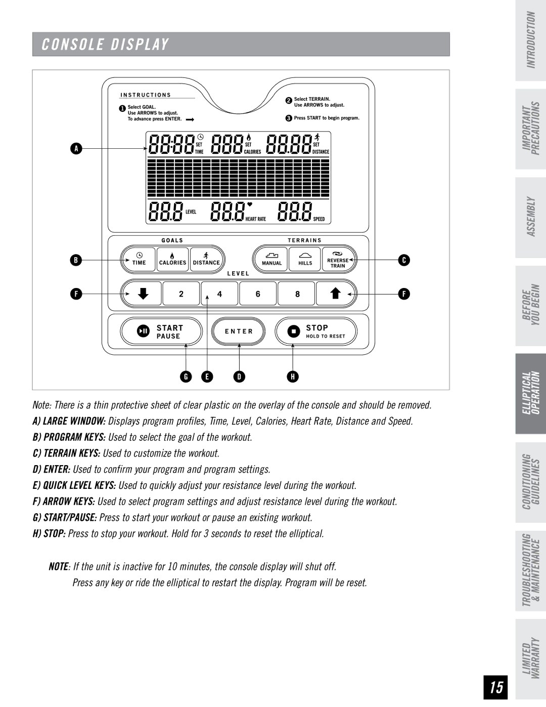 Horizon Fitness CE4.1, EX-57 manual Console Display 