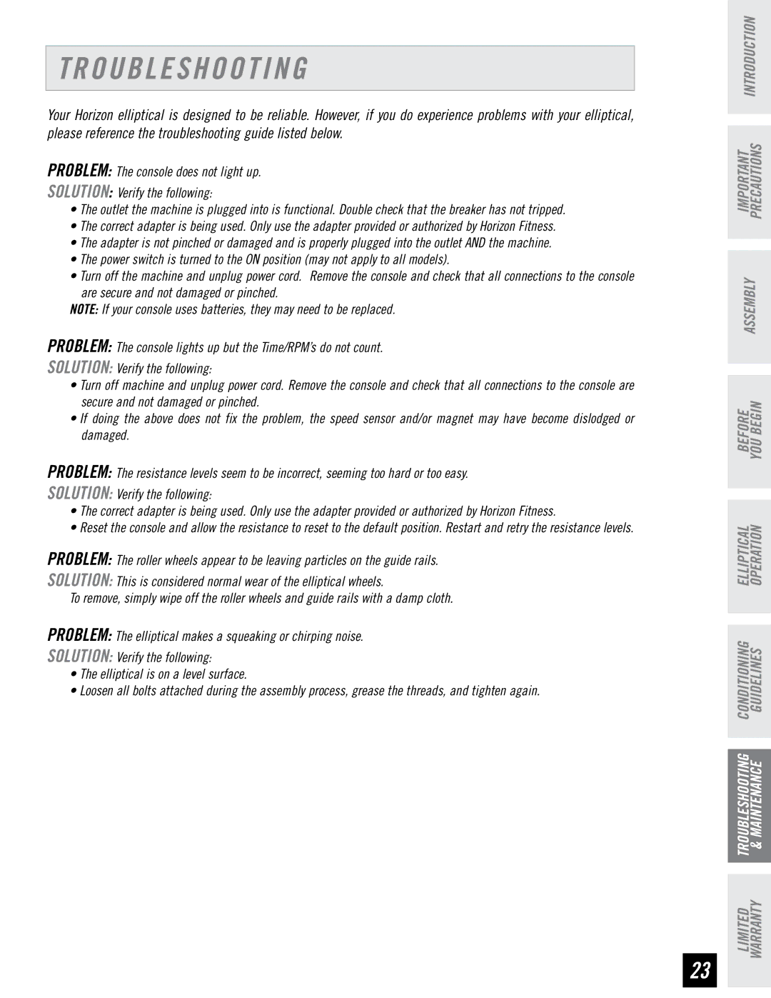 Horizon Fitness CE4.1, EX-57 manual Troubleshooting, Assembly 