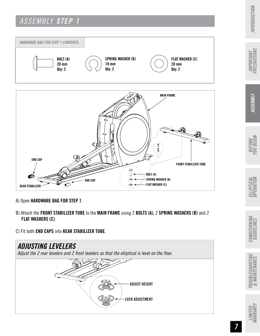 Horizon Fitness CE4.1, EX-57 manual S E M B LY Step, Adjusting Levelers 