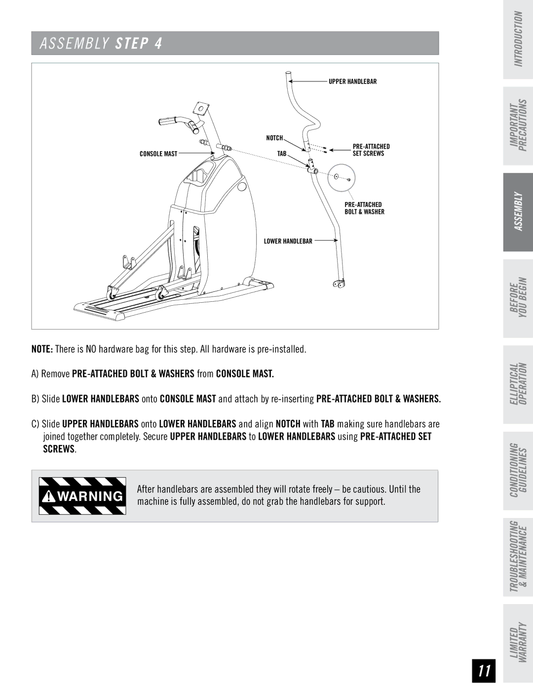 Horizon Fitness EX-65 manual S E M B LY Step 