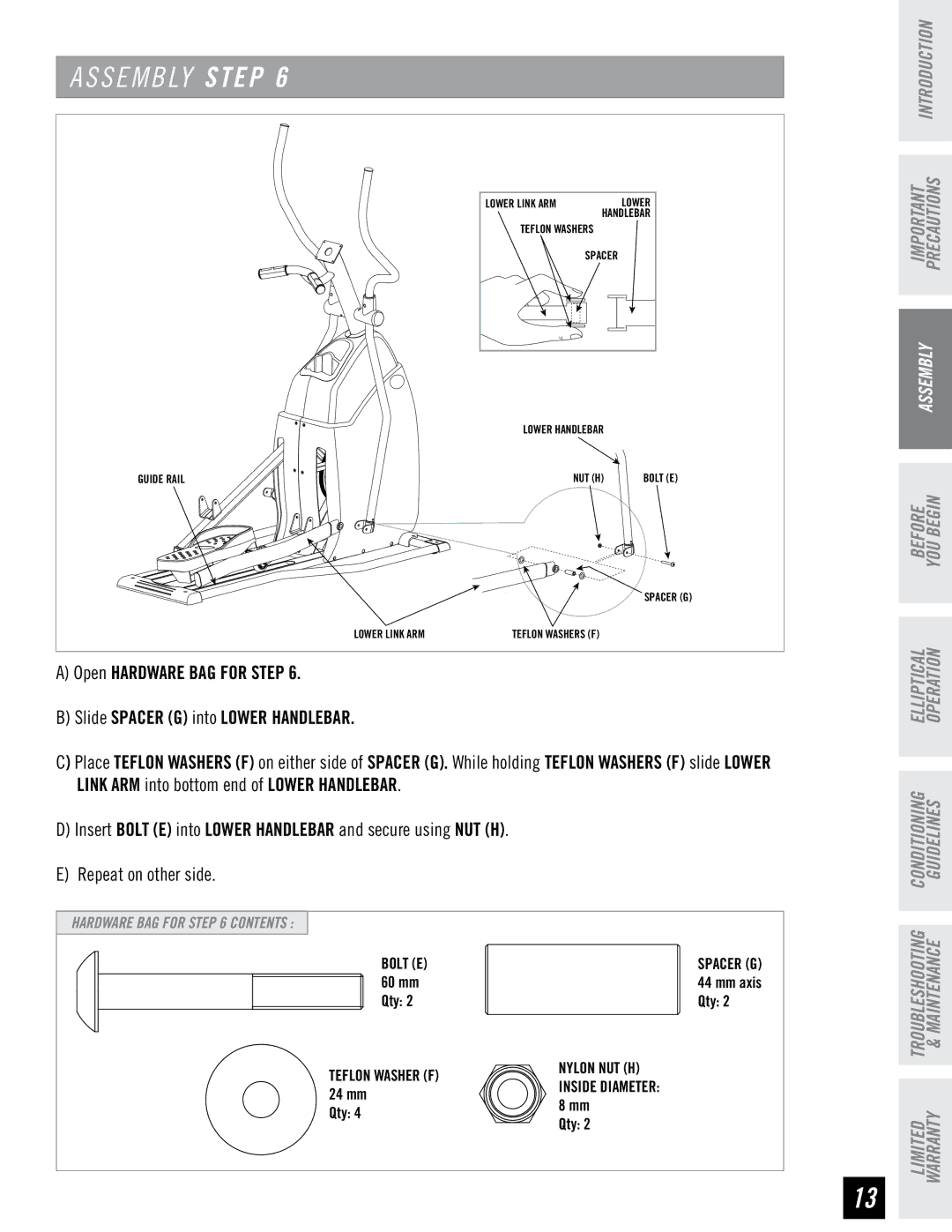 Horizon Fitness EX-65 manual Limited Troubleshooting Warranty & Maintenance 