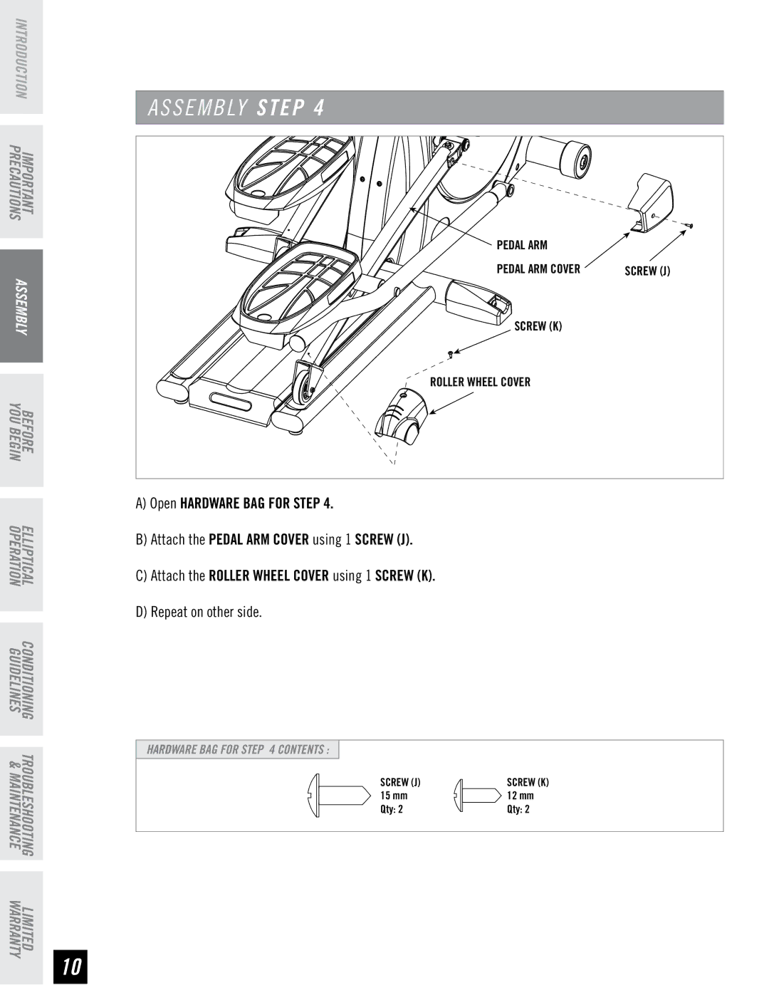 Horizon Fitness EX-66 manual Pedal ARM Pedal ARM Cover 